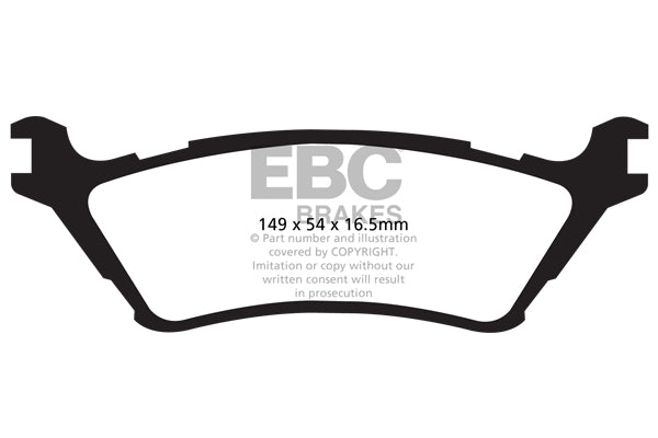 ~(5 lbs. 6X4X4)~ EBC GREENSTUFF 6000 TRUCK PADS Upgrade your stopping power with a simple pad change using EBC High Friction 6000 series Greenstuff brake pads. The new EBC 6000 series boasts GG rated friction for better stopping with fully shimmed edge ch