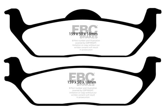 ~(5 lbs. 6X4X4)~ EXTRA DUTY PERFORMANCE TRUCK AND JEEP PADS EBC Brakes high performance Truck Jeep and SUV pad features new ECO friendly technology to develop a brake pad that has unusually high friction levels yet still has good manners for street use wi