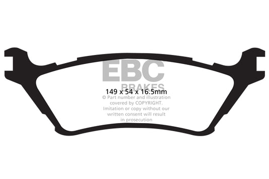 ~(5 lbs. 6X4X4)~ EXTRA DUTY PERFORMANCE TRUCK AND JEEP PADS EBC Brakes high performance Truck Jeep and SUV pad features new ECO friendly technology to develop a brake pad that has unusually high friction levels yet still has good manners for street use wi