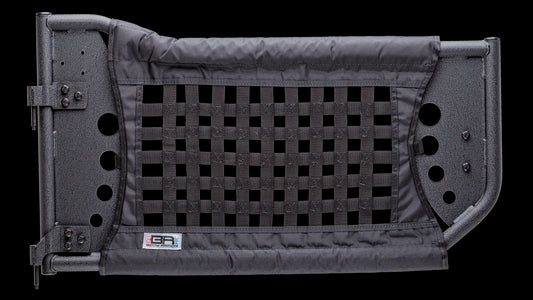 ~(45 lbs. 37X21X3)~ 2018 Wrangler JL Traildoors FrontPair MINI-TEXTURED BLACK FABRIC/METAL