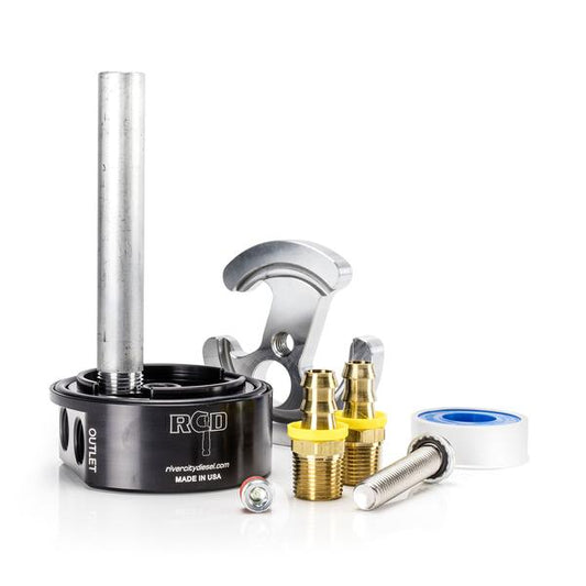 ~(2.5 lbs. 8X6X4)~ Fuel Sump. Features (1) 1/2 NPT Outlet Port (1) 1/2 NPT Return Port With Stand Tube And Fully Functional Water Separator Sump