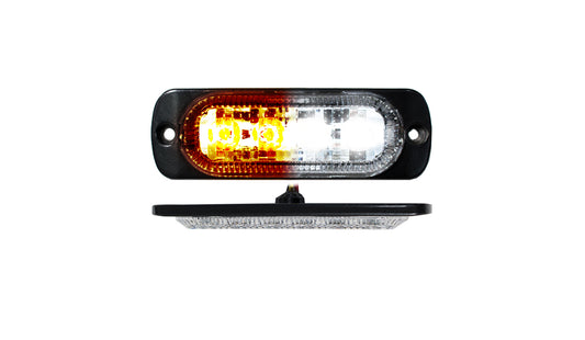 ***Discontinued***Switching 4-LED Ultra Slim Flush Mount 19-Flash Pattern Marker Strobe Light (White/Amber)