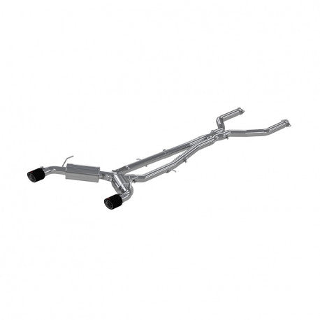~(78 lbs. 47X16X15)~ 2016-2020 Infiniti Q50 3.0L RWD/AWD T304 Stainless Steel 3in Cat Back Dual Rear with Carbon Fiber Tips