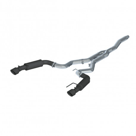 ~(55 lbs. 60X16X10)~ 2015-2018 Ford Mustang 2.3 EcoBoost  Black Coated 3in Cat Back Dual Split Rear with 4.5in Tips (Race Version)