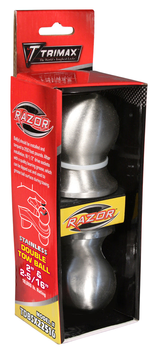 ~(4.2 lbs. 3X1X1)~ 2  2-5/16 Double Tow Ball Stainless Steel For Aluminum RAZORS Only