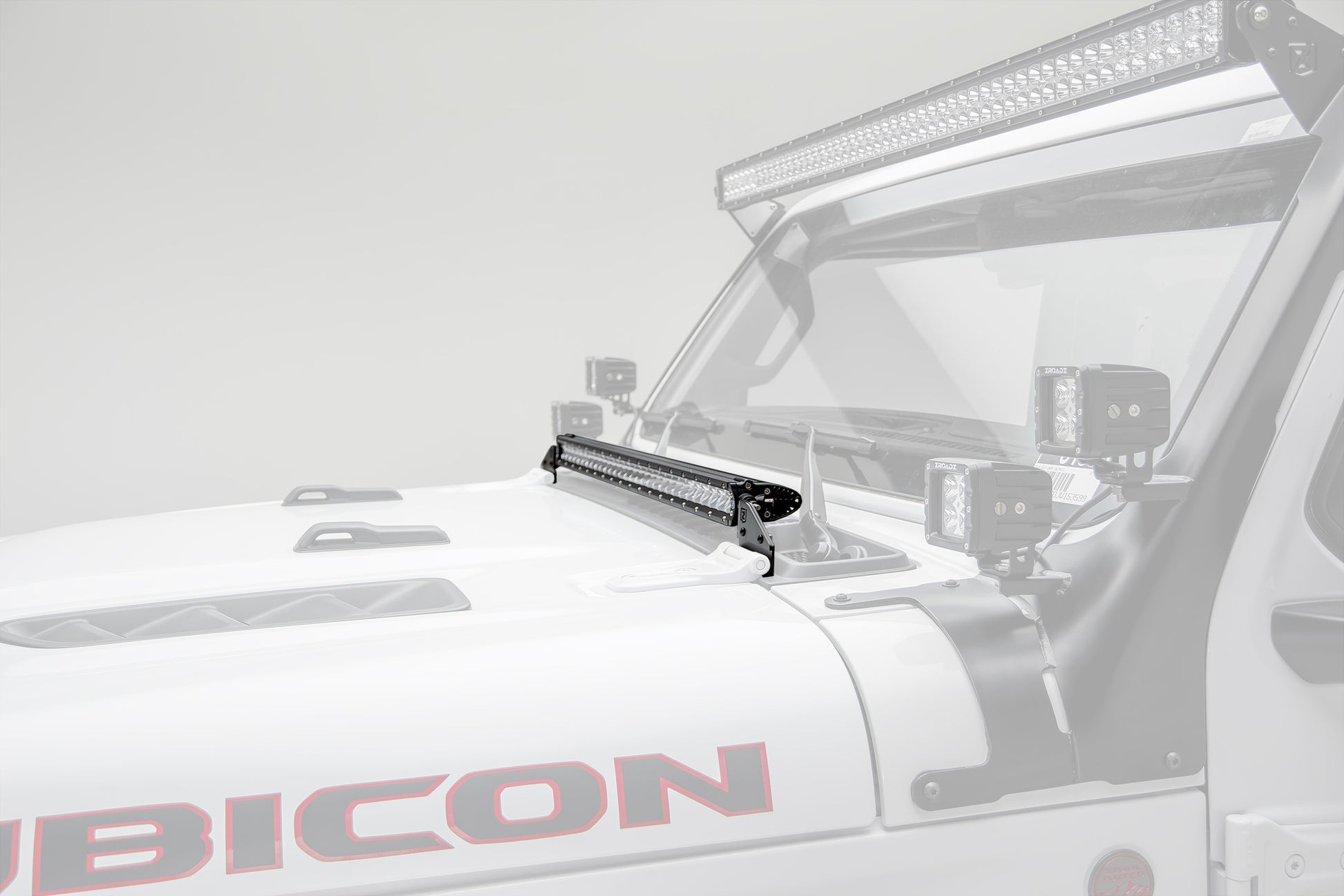 ~(2 lbs. 12X7X7)~  Hood Cowl LED Brackets  To Mount (1) 30IN Single Row Slim Line LED Light  No Cut  No Drill Installation  Black Powder Coated  Brackets Only