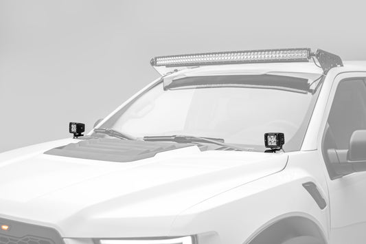 ~(4 lbs. 14X9X8)~ 2017 Ford F150 Raptor ZROADZ Hood Hinge Mounts (Brackets Only) to mount (2) 3 IN ZROADZ LED Cube Lights or Similar